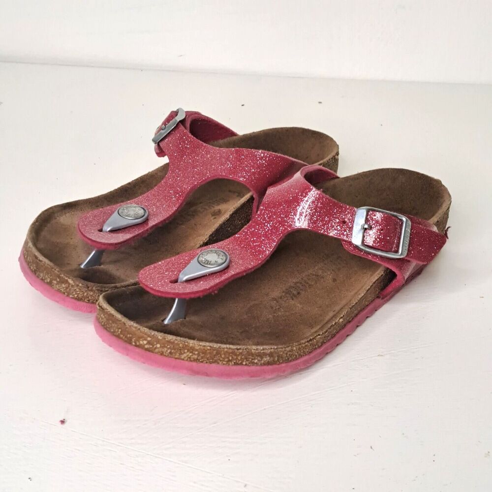 Birkenstock Gizeh Pink Cosmic Glitter Sandals Youth Girls Sz EU 31 13 Narrow